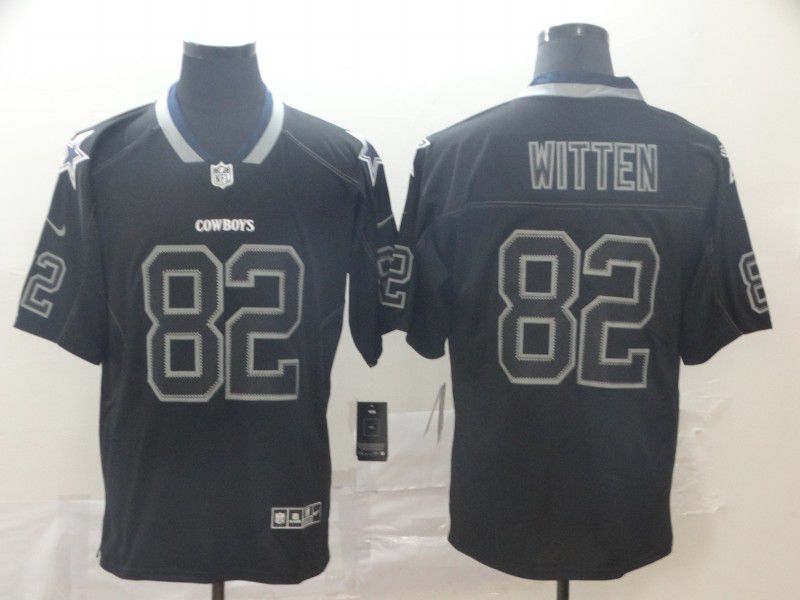 Men Dallas cowboys 82 Witten Black Nike Lights Out Black Color Rush Limited Jersey